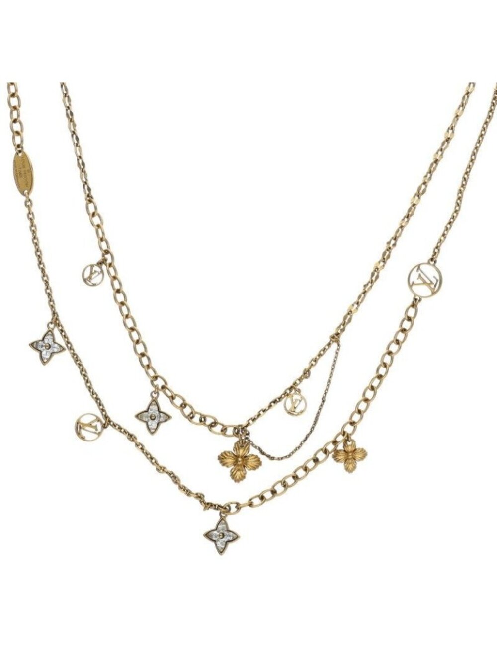 Louis Vuitton Collier Blooming Strass Monogram Flower Chain Necklace